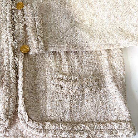 J.CREW Marled Fringe Trim Sweater Lady Cropped Jacket Size L - Picture 12 of 16